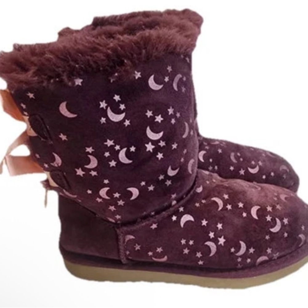 UGG Burgundy Boots with Moon and Stars